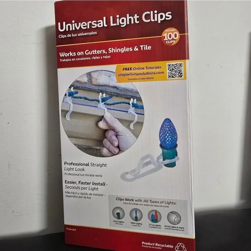 Bundle of 3 Simple Living Solutions Universal Light Clips, 100 Ct – Plastic Clip